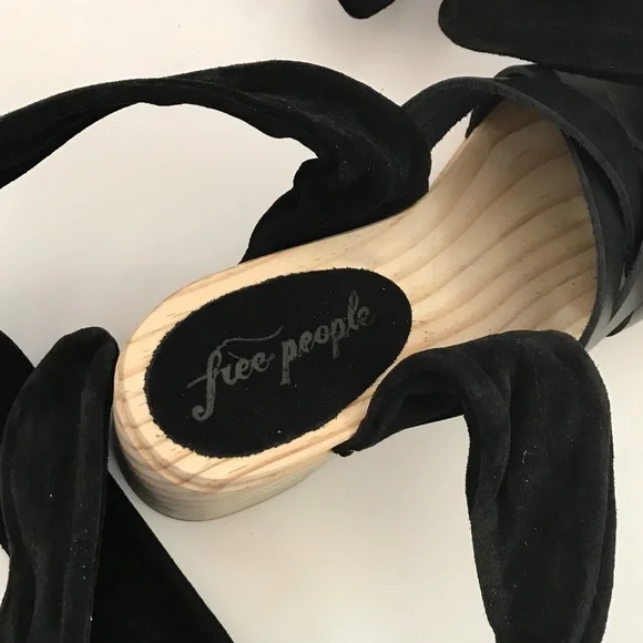 FREE PEOPLE Emmy Wrap Clog Black Ankle Wrap Sandal Women’s Size EU 37 - Picture 5 of 16